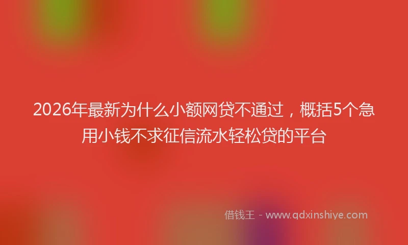 2026年最新为什么小额网贷不通过，概括5个急用小钱不求征信流水轻松贷的平台
