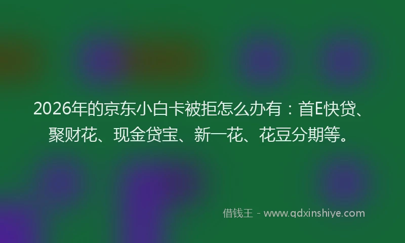 2026年的京东小白卡被拒怎么办有:首E快贷、聚财花、现金贷宝、新一花、花豆分期等。