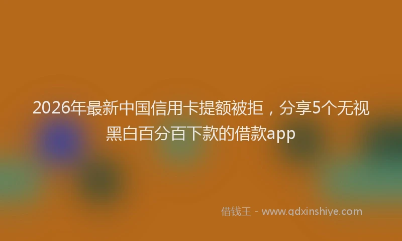 2026年最新中国信用卡提额被拒，分享5个无视黑白百分百下款的借款app