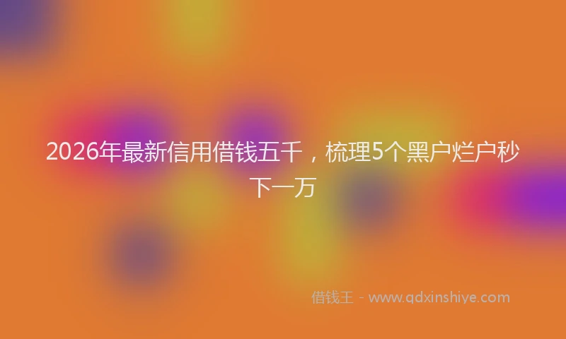 2026年最新信用借钱五千，梳理5个黑户烂户秒下一万