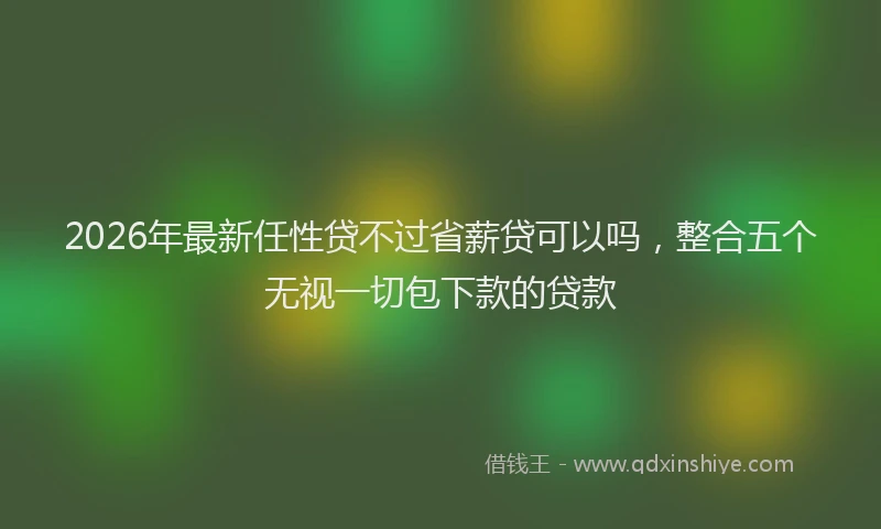 2026年最新任性贷不过省薪贷可以吗，整合五个无视一切包下款的贷款