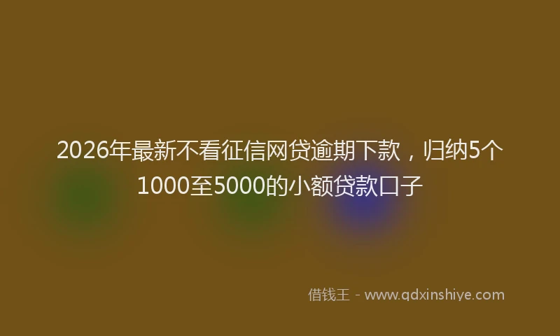 2026年最新不看征信网贷逾期下款，归纳5个1000至5000的小额贷款口子