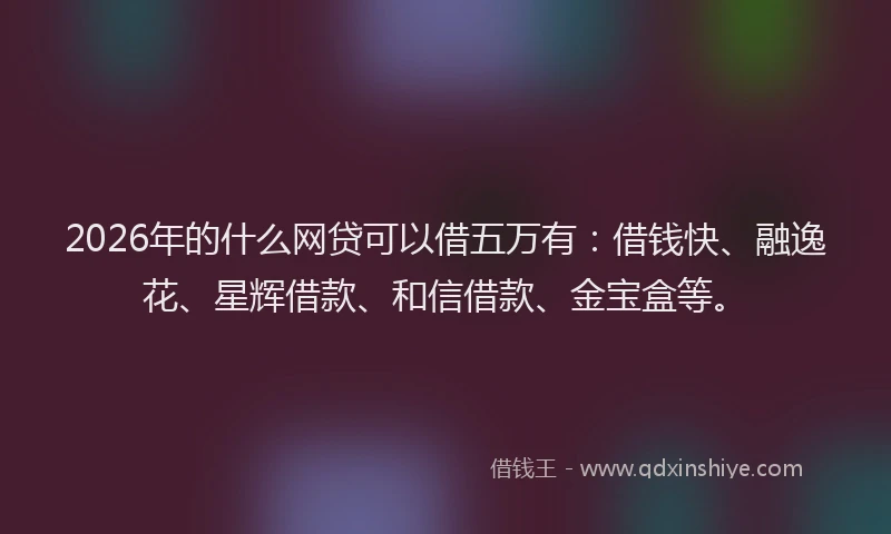 2026年的什么网贷可以借五万有：借钱快、融逸花、星辉借款、和信借款、金宝盒等。