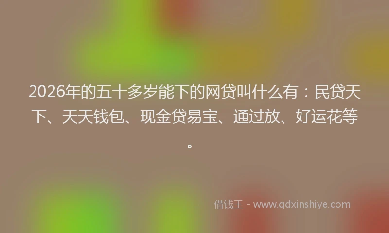 2026年的五十多岁能下的网贷叫什么有：民贷天下、天天钱包、现金贷易宝、通过放、好运花等。