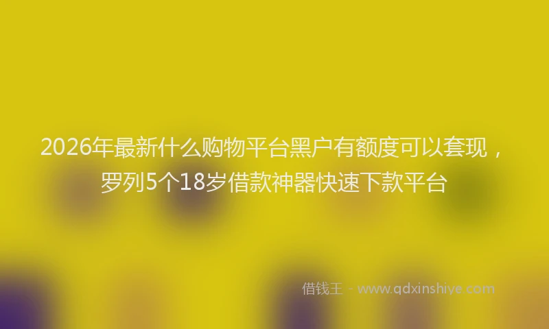 2026年最新什么购物平台黑户有额度可以套现，罗列5个18岁借款神器快速下款平台