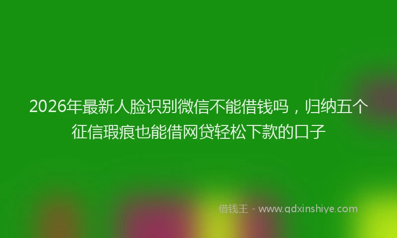 2026年最新人脸识别微信不能借钱吗，归纳五个征信瑕疵也能借网贷轻松下款的口子