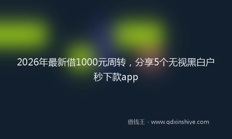 2026年最新借1000元周转，分享5个无视黑白户秒下款app