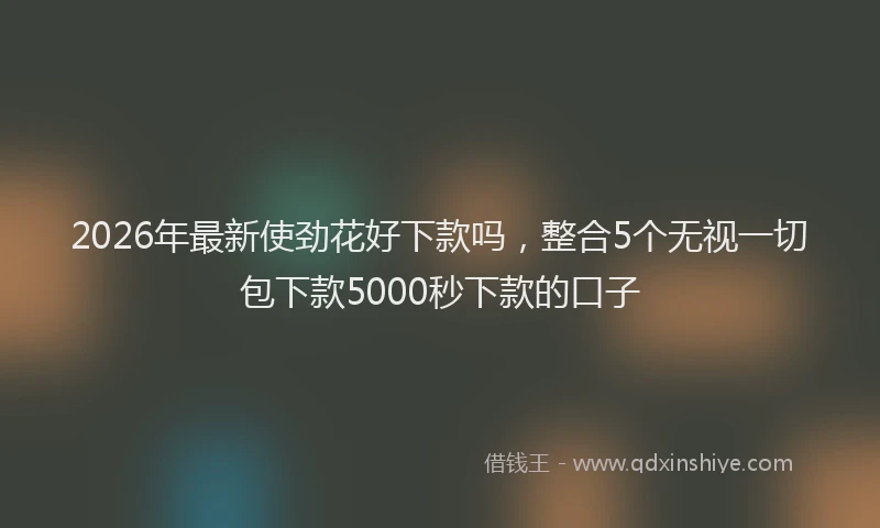 2026年最新使劲花好下款吗,整合5个无视一切包下款5000秒下款的口子