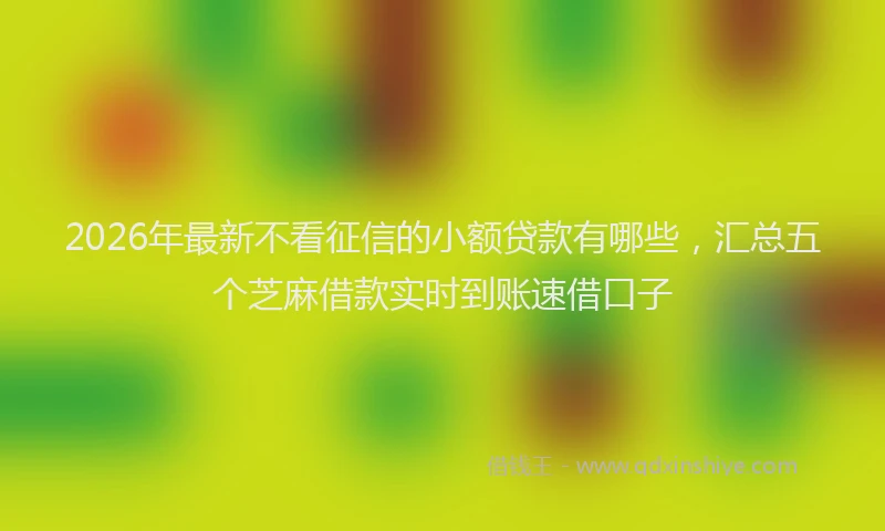 2026年最新不看征信的小额贷款有哪些，汇总五个芝麻借款实时到账速借口子