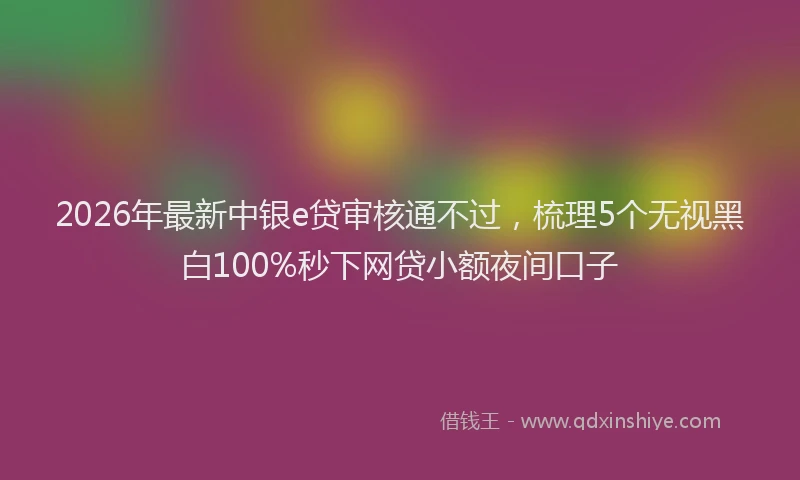2026年最新中银e贷审核通不过，梳理5个无视黑白100%秒下网贷小额夜间口子