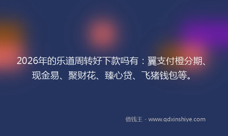 2026年的乐道周转好下款吗有：翼支付橙分期、现金易、聚财花、臻心贷、飞猪钱包等。