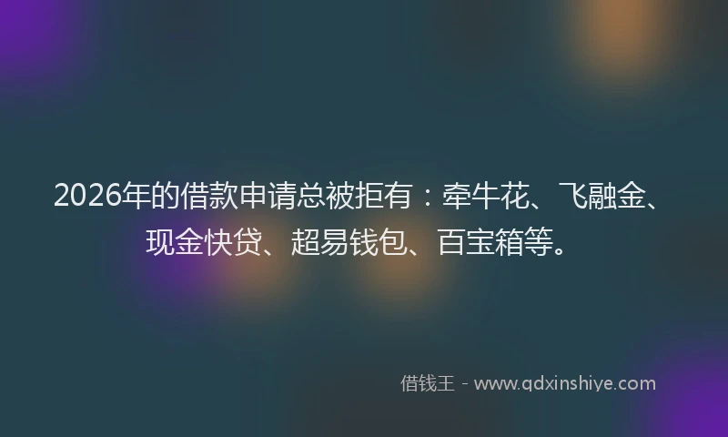 2026年的借款申请总被拒有：牵牛花、飞融金、现金快贷、超易钱包、百宝箱等。