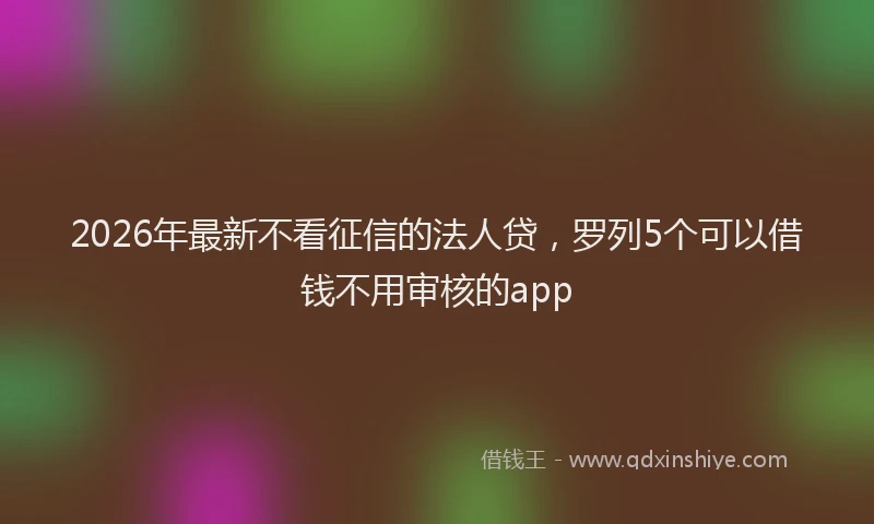 2026年最新不看征信的法人贷,罗列5个可以借钱不用审核的app