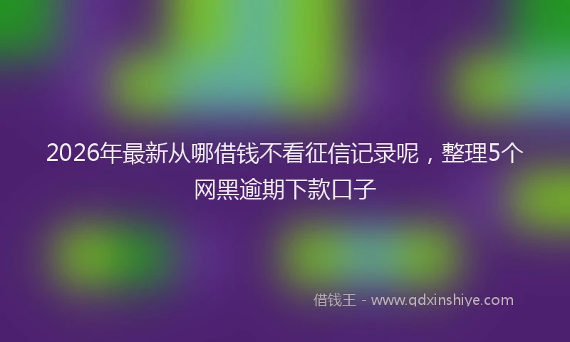 2026年最新从哪借钱不看征信记录呢，整理5个网黑逾期下款口子