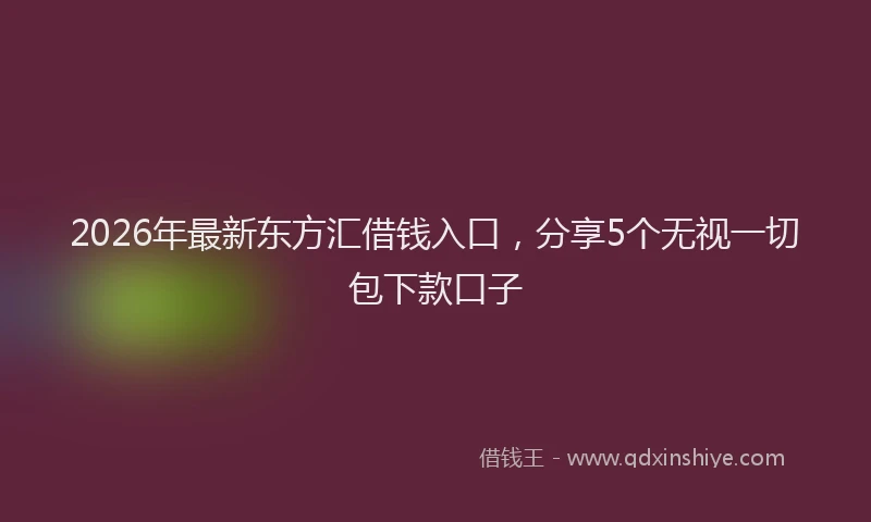 2026年最新东方汇借钱入口，分享5个无视一切包下款口子