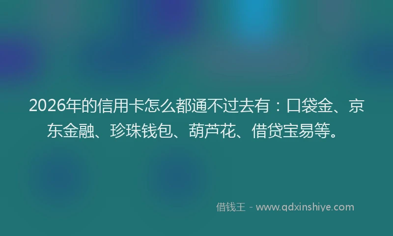 2026年的信用卡怎么都通不过去有:口袋金、京东金融、珍珠钱包、葫芦花、借贷宝易等。