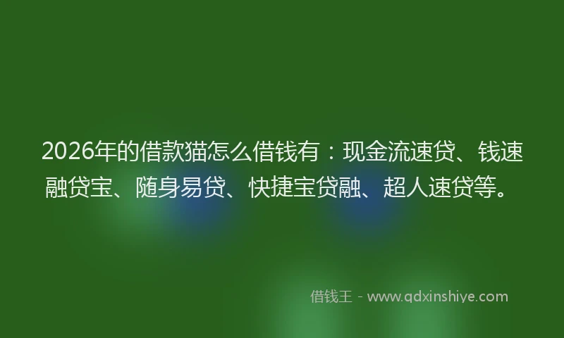 2026年的借款猫怎么借钱有:现金流速贷、钱速融贷宝、随身易贷、快捷宝贷融、超人速贷等。