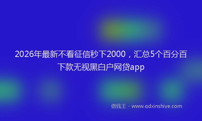 2026年最新不看征信秒下2000,汇总5个百分百下款无视黑白户网贷app
