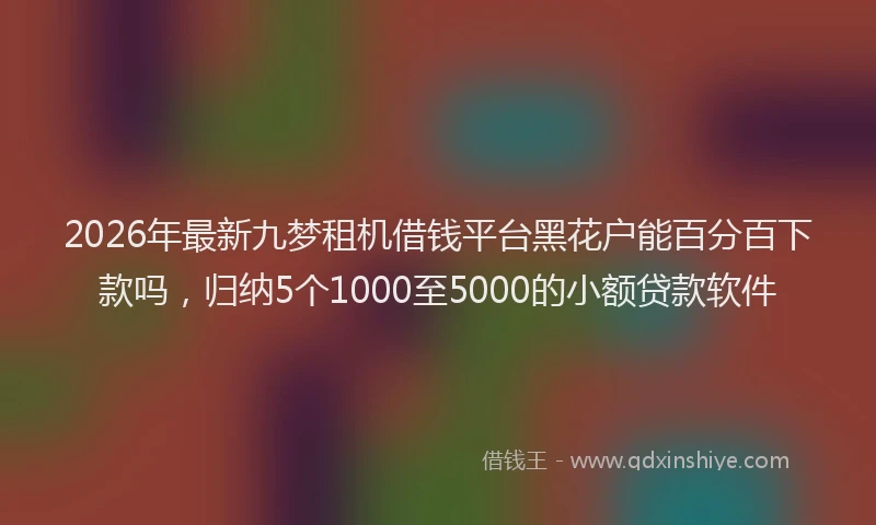 2026年最新九梦租机借钱平台黑花户能百分百下款吗，归纳5个1000至5000的小额贷款软件