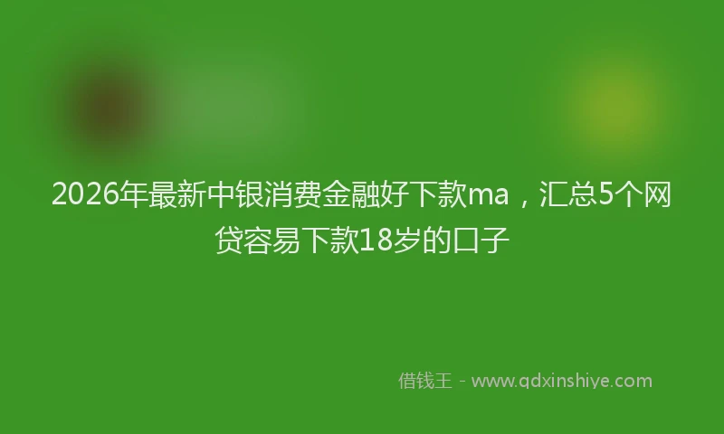 2026年最新中银消费金融好下款ma，汇总5个网贷容易下款18岁的口子