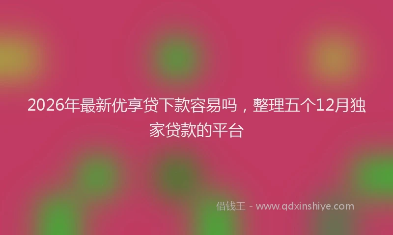 2026年最新优享贷下款容易吗,整理五个12月独家贷款的平台