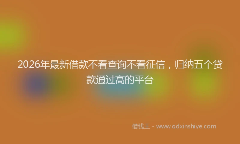 2026年最新借款不看查询不看征信，归纳五个贷款通过高的平台