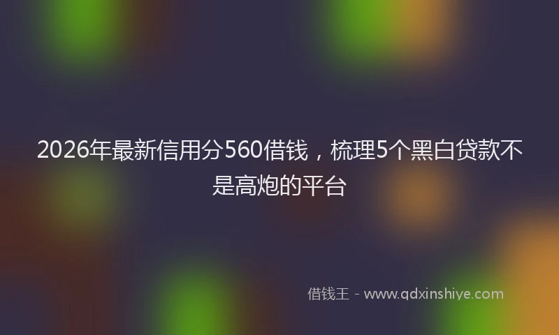 2026年最新信用分560借钱,梳理5个黑白贷款不是高炮的平台