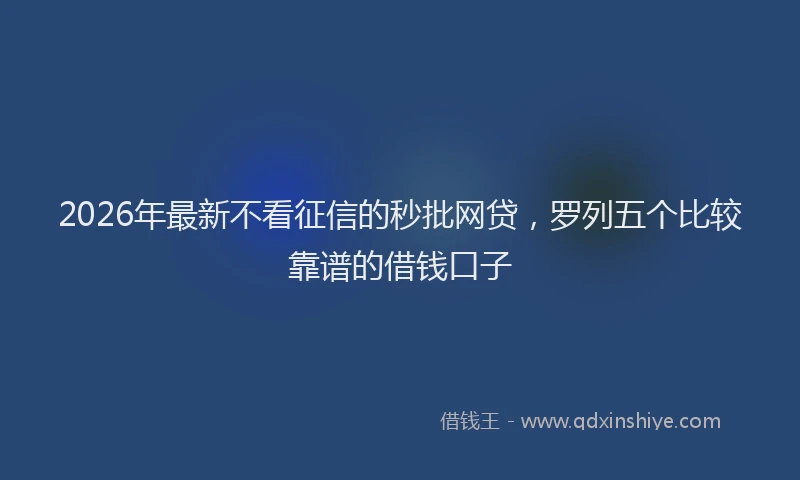 2026年最新不看征信的秒批网贷，罗列五个比较靠谱的借钱口子
