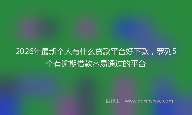 2026年最新个人有什么贷款平台好下款，罗列5个有逾期借款容易通过的平台