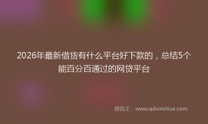 2026年最新借货有什么平台好下款的,总结5个能百分百通过的网贷平台