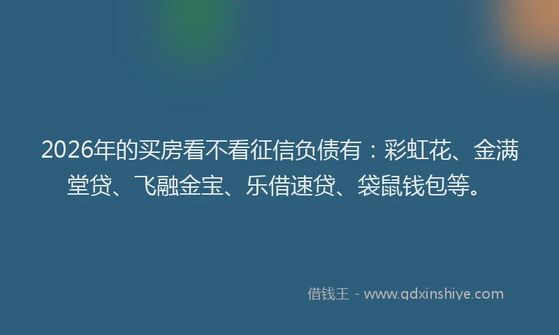2026年的买房看不看征信负债有:彩虹花、金满堂贷、飞融金宝、乐借速贷、袋鼠钱包等。
