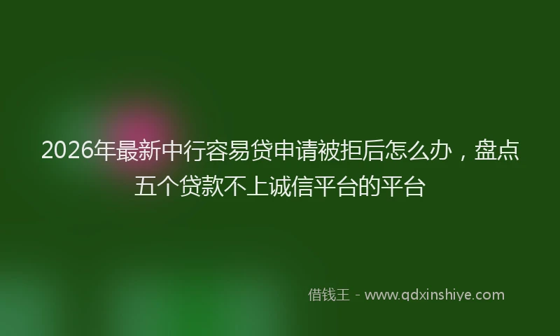 2026年最新中行容易贷申请被拒后怎么办，盘点五个贷款不上诚信平台的平台
