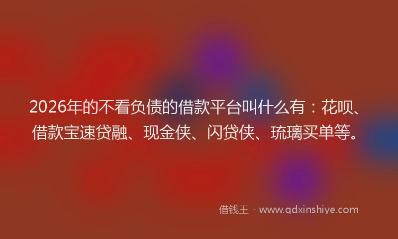 2026年的不看负债的借款平台叫什么有：花呗、借款宝速贷融、现金侠、闪贷侠、琉璃买单等。