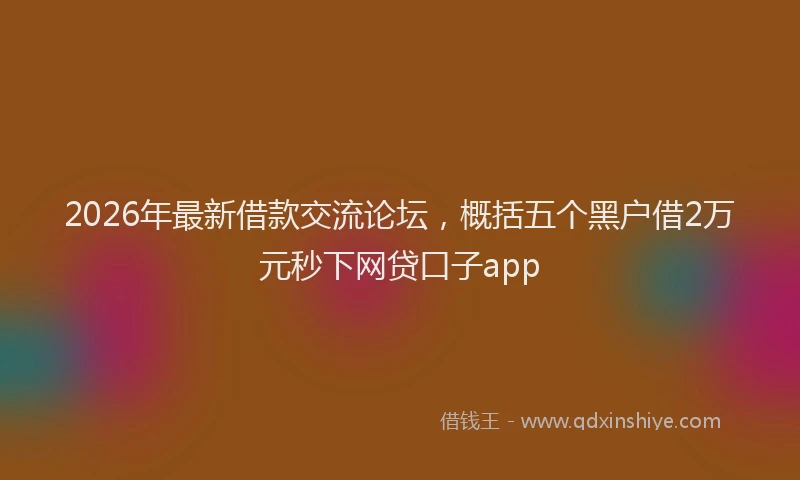 2026年最新借款交流论坛,概括五个黑户借2万元秒下网贷口子app