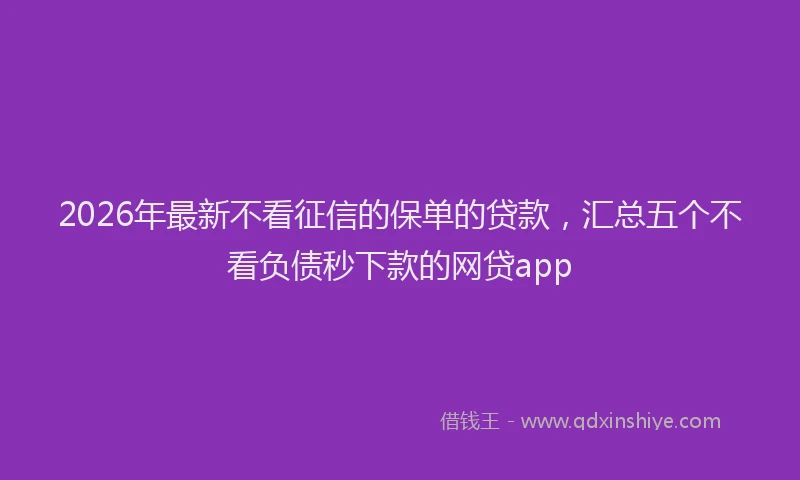 2026年最新不看征信的保单的贷款，汇总五个不看负债秒下款的网贷app