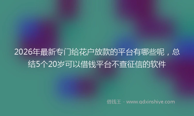 2026年最新专门给花户放款的平台有哪些呢，总结5个20岁可以借钱平台不查征信的软件