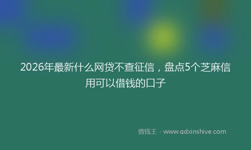 2026年最新什么网贷不查征信,盘点5个芝麻信用可以借钱的口子