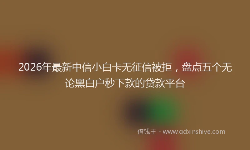 2026年最新中信小白卡无征信被拒，盘点五个无论黑白户秒下款的贷款平台