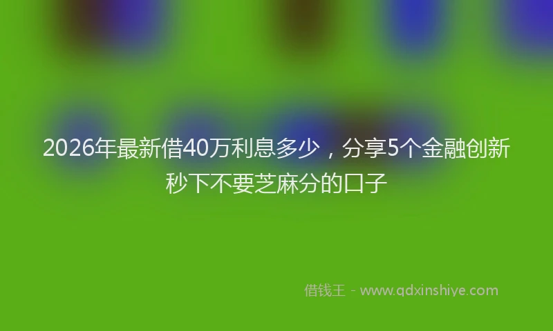 2026年最新借40万利息多少，分享5个金融创新秒下不要芝麻分的口子