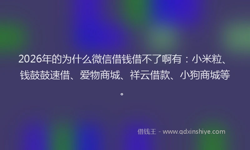 2026年的为什么微信借钱借不了啊有：小米粒、钱鼓鼓速借、爱物商城、祥云借款、小狗商城等。