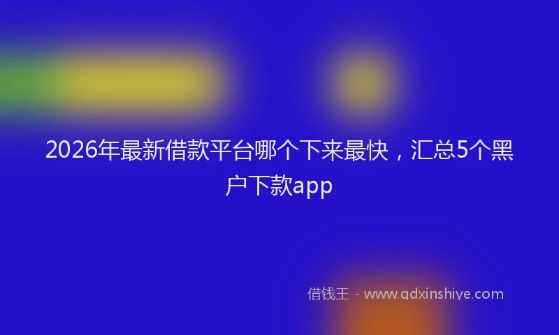 2026年最新借款平台哪个下来最快，汇总5个黑户下款app