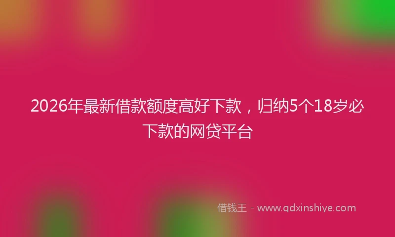 2026年最新借款额度高好下款，归纳5个18岁必下款的网贷平台