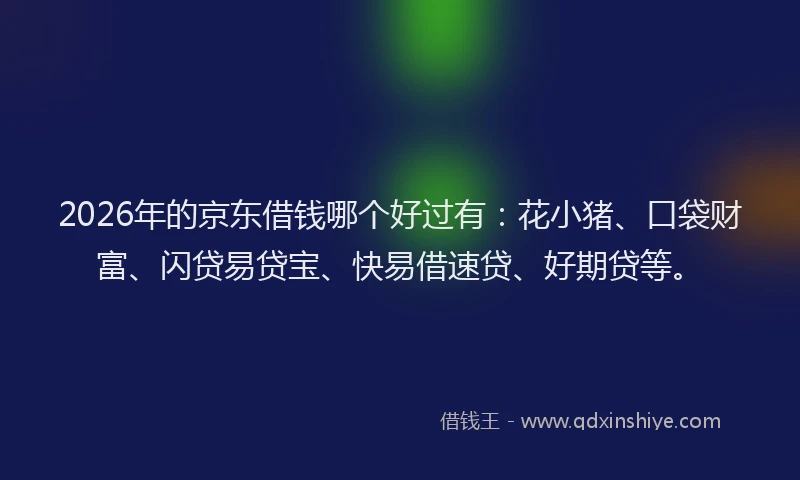 2026年的京东借钱哪个好过有:花小猪、口袋财富、闪贷易贷宝、快易借速贷、好期贷等。