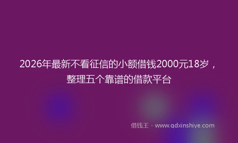 2026年最新不看征信的小额借钱2000元18岁，整理五个靠谱的借款平台