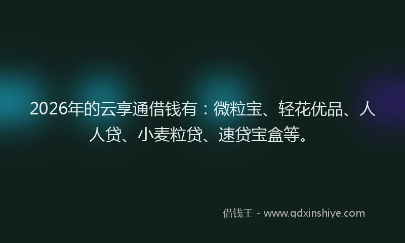 2026年的云享通借钱有：微粒宝、轻花优品、人人贷、小麦粒贷、速贷宝盒等。