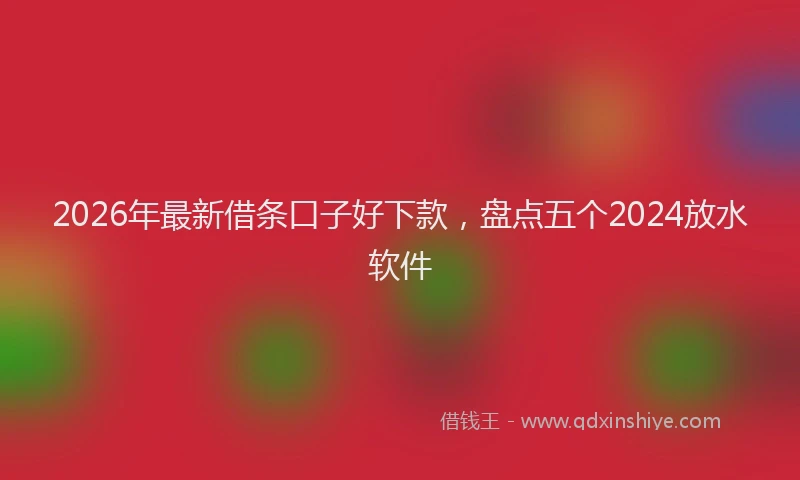 2026年最新借条口子好下款，盘点五个2024放水软件