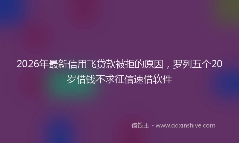 2026年最新信用飞贷款被拒的原因,罗列五个20岁借钱不求征信速借软件