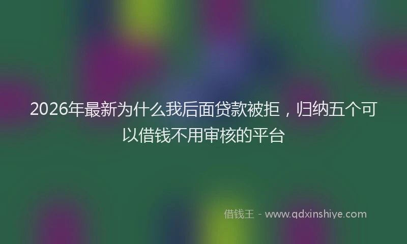 2026年最新为什么我后面贷款被拒，归纳五个可以借钱不用审核的平台