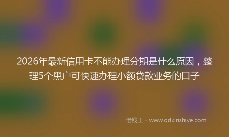 2026年最新信用卡不能办理分期是什么原因，整理5个黑户可快速办理小额贷款业务的口子