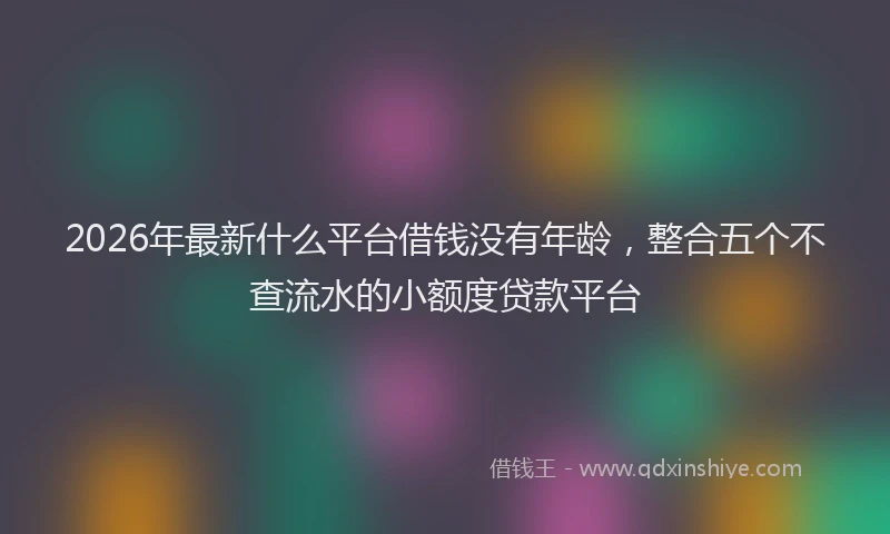 2026年最新什么平台借钱没有年龄，整合五个不查流水的小额度贷款平台